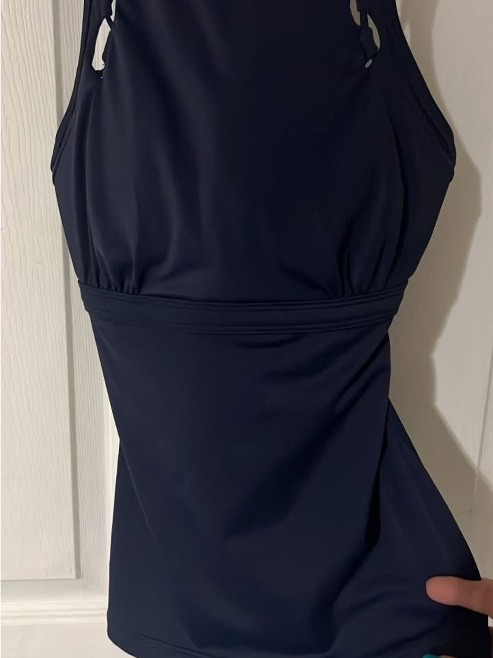 Athleta Navy Halter-Style Tank with Gathered Front